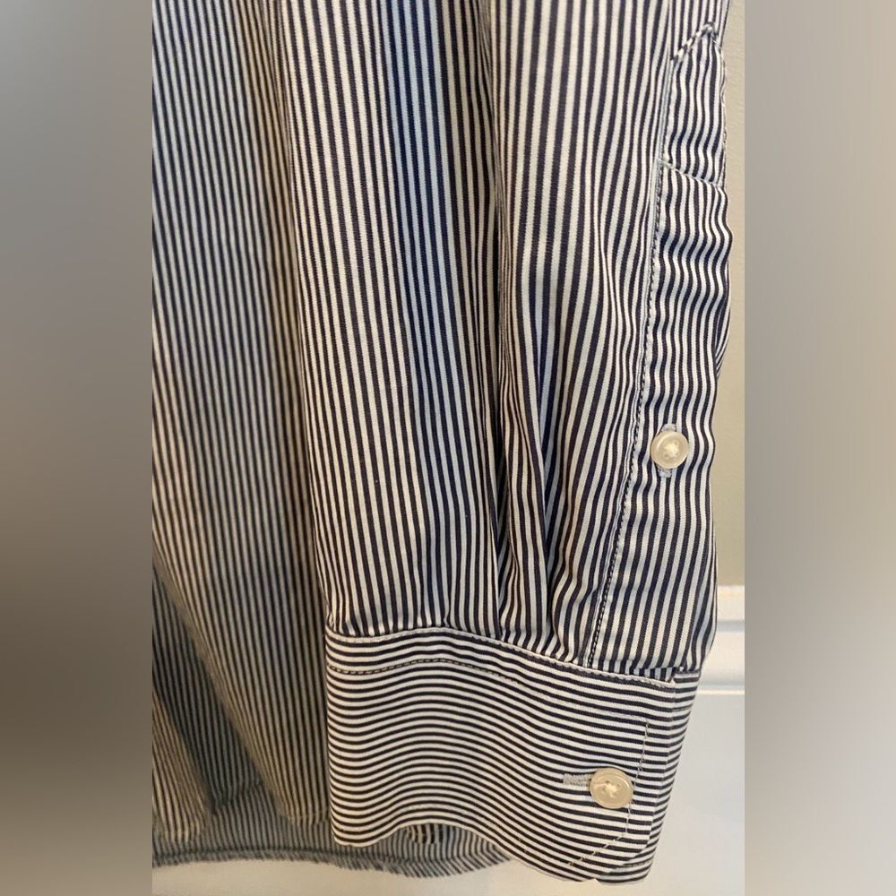 Gap Navy and White Striped Button Down Dress Shirt Men's Sz XL Tall - Picture 6 of 16